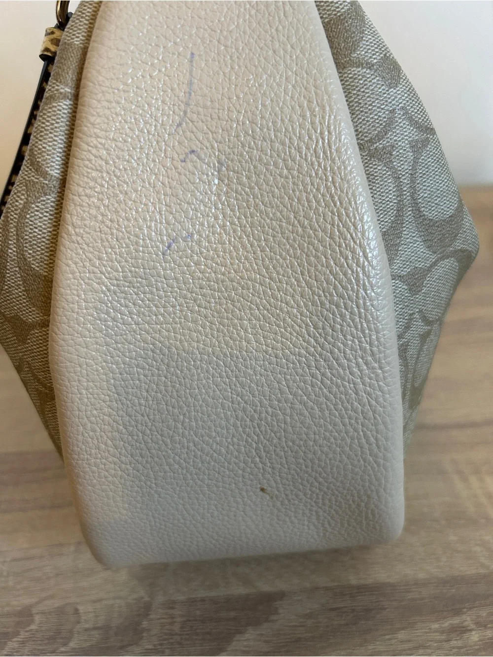 Coach Signature Canvas Hobo Bag in Khaki/Chalk with Animal-Print Strap